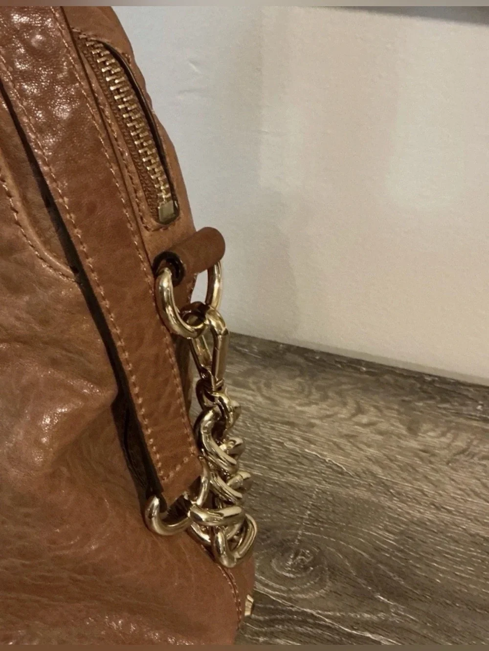 Michael Kors Astor Studded Satchel Top Handle Crossbody Shoulder Bag Brown EUC